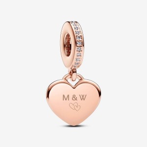 Pandora Engravable Heart Tag Dangle Charm Rosa Oro | 26LKZRCOX