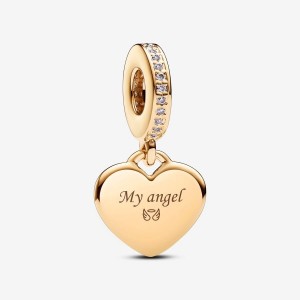 Pandora Engravable Heart Tag Dangle Charm Oro | 27CLFAXEJ