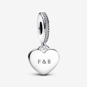 Pandora Engravable Heart Tag Dangle Charm Argento | 70CIPTKXQ