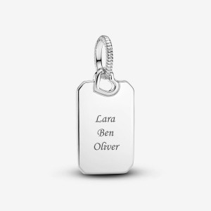 Pandora Engravable Rectangle Tag Pendant Argento | 06LRZOQXM