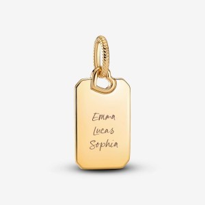 Pandora Engravable Rectangle Tag Pendant Oro | 09XUBKVTQ