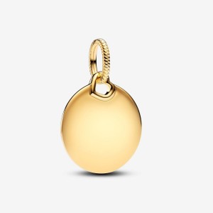 Pandora Engravable Round Tag Dangle Charm Oro | 24BUSFRND