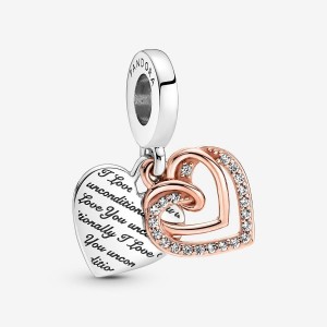 Pandora Entwined Hearts Double Dangle Charm Colorate | 36GMTKIEA