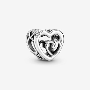 Pandora Entwined Infinite Hearts Charm Argento | 68ROTFQHX