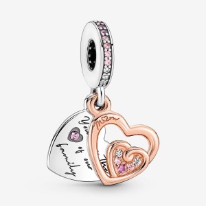 Pandora Entwined Infinite Hearts Double Dangle Charm Colorate | 26FBGTCVY