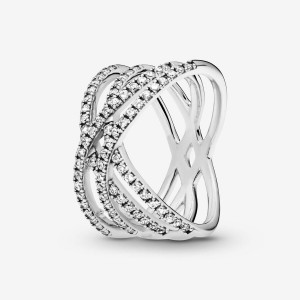 Pandora Entwined Lines Ring Argento | 54UFBYOQD