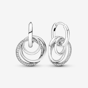 Pandora Family Always Encircled Hoop Earrings Argento | 63HXKLBVY