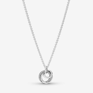 Pandora Family Always Encircled Pendant Necklace Argento | 32OWCBHUY