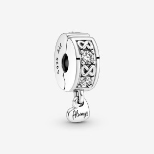 Pandora Family Always Pave Clip Charm Argento | 67IZGFXYJ