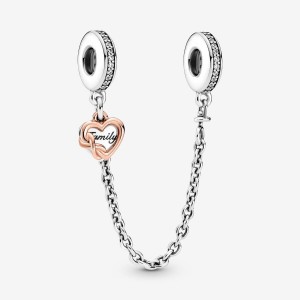 Pandora Family Heart Safety Chain Charm Colorate | 18DFSGORT