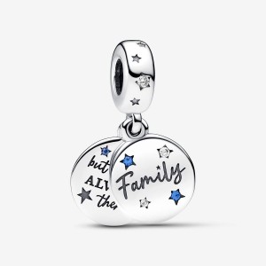 Pandora Family Love Double Dangle Charm Argento | 01OUKIWZV