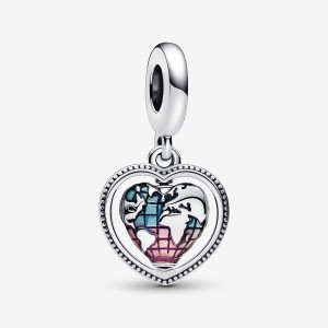 Pandora Family Spinning Heart Globe Dangle Charm Argento | 18TUOMHSC