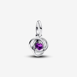 Pandora February Purple Eternity Circle Dangle Charm Argento | 10PUHJDCV