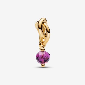Pandora February Purple Eternity Circle Dangle Charm Oro | 48PXLANWE
