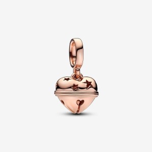 Pandora Festive Bell Dangle Charm Rosa Oro | 46BKFEYDG