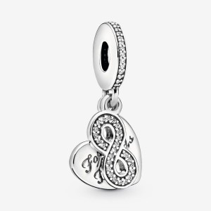 Pandora Forever Friends Heart Dangle Charm Argento | 90JANKFLM