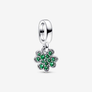 Pandora Four Leaf Clover Dangle Charm Argento | 35OUENIYD
