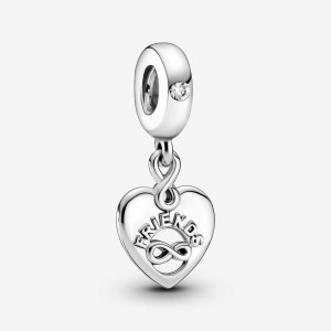 Pandora Friends Forever Heart Dangle Charm Argento | 07PAWBEXI