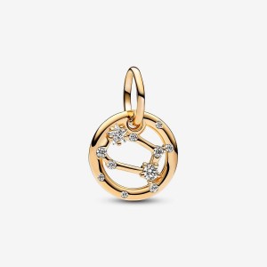Pandora Gemini Zodiac Dangle Charm Oro | 90INYSMEX