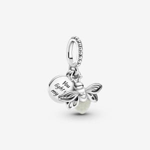 Pandora Glow-in-the-dark Firefly Dangle Charm Argento | 62RACKQVO