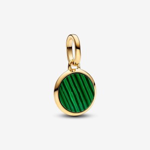 Pandora Green Engravable Mini Medallion Charm Oro | 31EGSXTCV