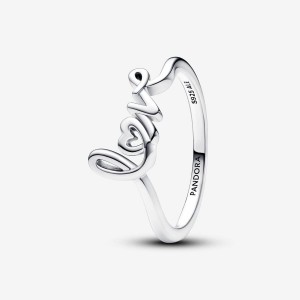 Pandora Handwritten Love Ring Argento | 85TELBDRU