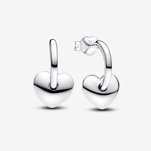 Pandora Heart Open Hoop Earrings Argento | 59OFRTEXK