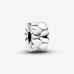 Pandora Heart Pattern Clip Charm Argento | 96JUWFQXB