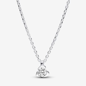 Pandora Heart Pendant Necklace 0.25 carat tw Sterling Silver Argento | 06TISLUVO