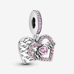 Pandora Heart & Mom Dangle Charm Argento | 02JBZYURF