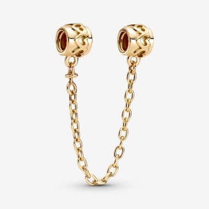Pandora Hearts Safety Chain Charm Oro | 63CPFGOEA