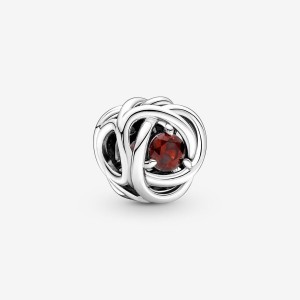 Pandora January Red Eternity Circle Charm Argento | 17MONDWAC