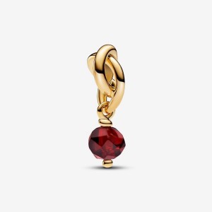 Pandora January Red Eternity Circle Dangle Charm Oro | 73LYTOGWJ