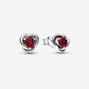 Pandora January Red Eternity Circle Stud Earrings Argento | 30UZCBFRA