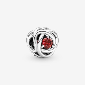 Pandora July True Red Eternity Circle Charm Argento | 41MXGBJDS