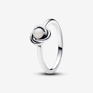 Pandora June White Bioresin Man-Made Mother of Pearl Eternity Circle Ring Argento | 17MPYBCSI