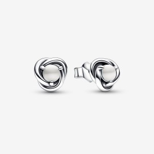 Pandora June White Eternity Circle Stud Earrings Argento | 51MERUZAD
