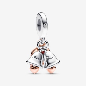 Pandora Just Married Wedding Bells Double Dangle Colorate | 89NIYBVDP