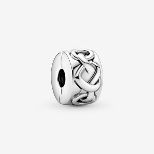 Pandora Knotted Hearts Clip Charm Argento | 21ODSQLZU
