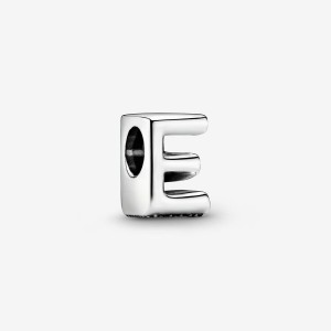 Pandora Letter E Alphabet Charm Argento | 97BJLYZTP