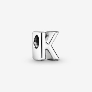 Pandora Letter K Alphabet Charm Argento | 79VBQJYDF