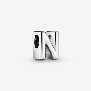 Pandora Letter N Alphabet Charm Argento | 70RWUGBYF