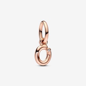 Pandora Letter O Script Alphabet Dangle Charm Rosa Oro | 39NDSWZIA