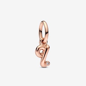 Pandora Letter Q Script Alphabet Dangle Charm Rosa Oro | 23DKIRBCX