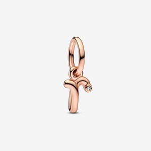 Pandora Letter R Script Alphabet Dangle Charm Rosa Oro | 68BZVRTOD