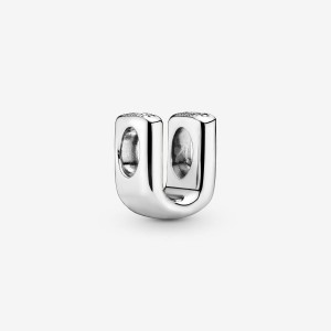 Pandora Letter U Alphabet Charm Argento | 12DUHPAKN