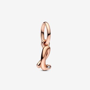 Pandora Letter l Script Alphabet Dangle Charm Rosa Oro | 03VYJHWES
