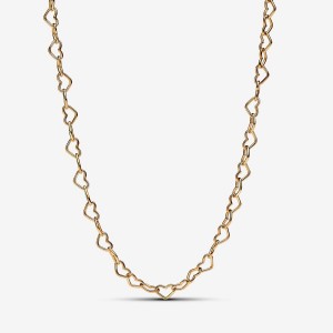 Pandora Linked Hearts Collier Necklace Oro | 40NPFGSCQ