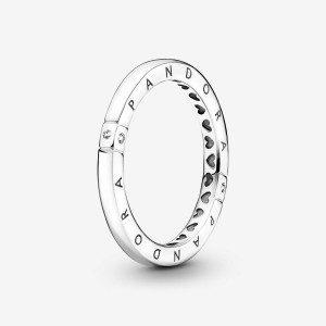 Pandora Logo & Hearts Ring Argento | 50HBXWDVF