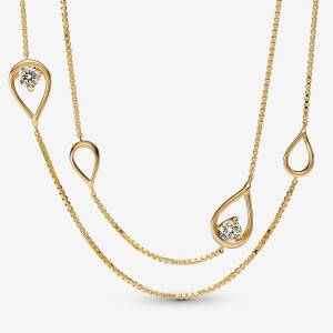 Pandora Long Pendant Necklace 0.50 carat tw 14k Gold Oro | 16VFCJTOX